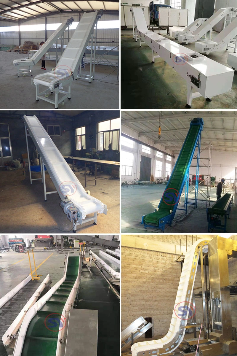 Stainless Steel 304 Frame Rubber Sidewall Conveyor Belt 90 Degree Apron Conveyor